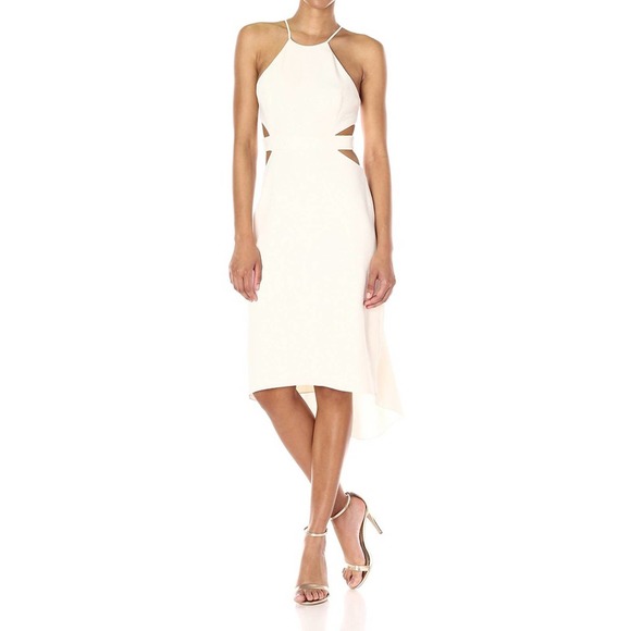 Halston Heritage Women's Beige Cut-out Dress - Used - Size 4